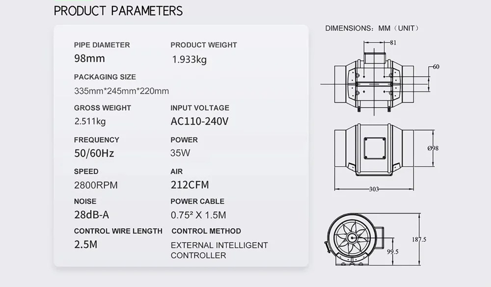 4 Inch Smart Inline Duct Fan w - Carbon Filter Inline recensie en prijs
